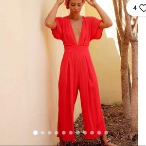 Sage the Label red wide leg jumpsuit